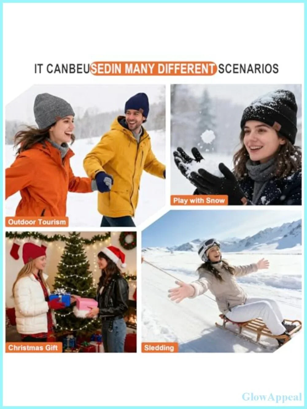 Winter Beanie Hat & Touchscreen Gloves Set Fleece Lined Unisex
